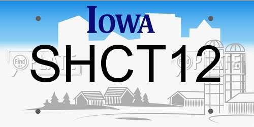 SHCT12 Iowa License Plate