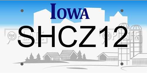 SHCZ12 Iowa License Plate
