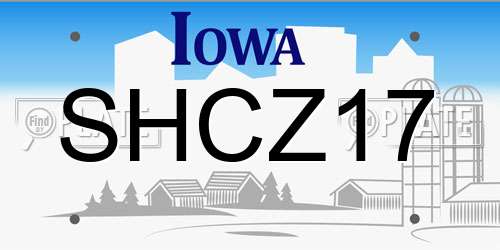 SHCZ17 Iowa License Plate