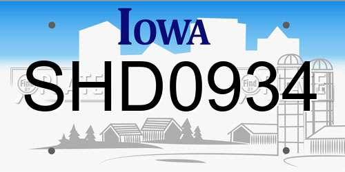 SHD0934 Iowa License Plate