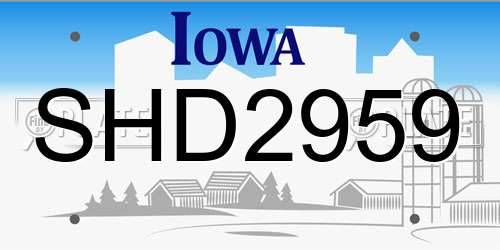 SHD2959 Iowa License Plate