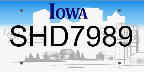 SHD7989 Iowa License Plate