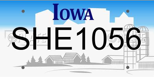 SHE1056 Iowa License Plate
