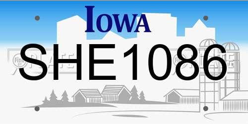 SHE1086 Iowa License Plate