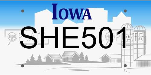 SHE501 Iowa License Plate