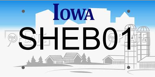SHEB01 Iowa License Plate