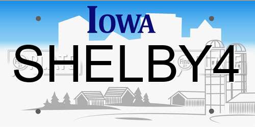 SHELBY4 Iowa License Plate