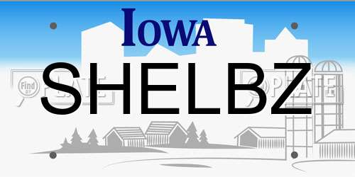SHELBZ Iowa License Plate