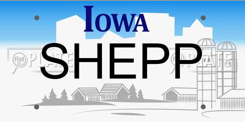 SHEPP Iowa License Plate