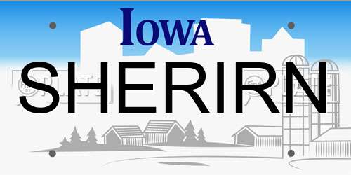 SHERIRN Iowa License Plate