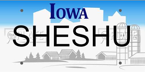 SHESHU Iowa License Plate