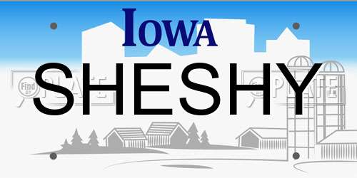 SHESHY Iowa License Plate