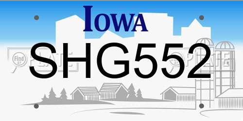 SHG552 Iowa License Plate