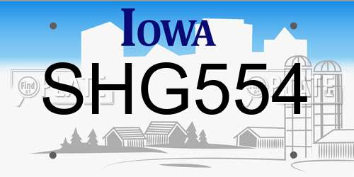 SHG554 Iowa License Plate