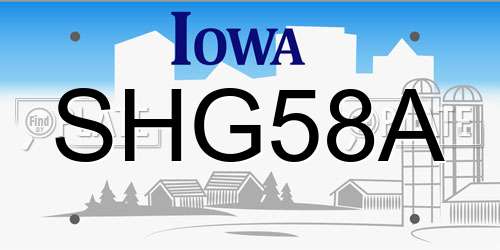 SHG58A Iowa License Plate