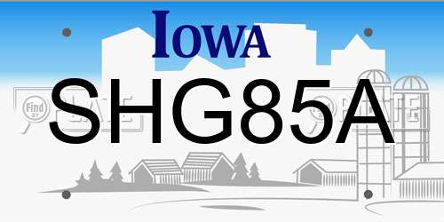 SHG85A Iowa License Plate