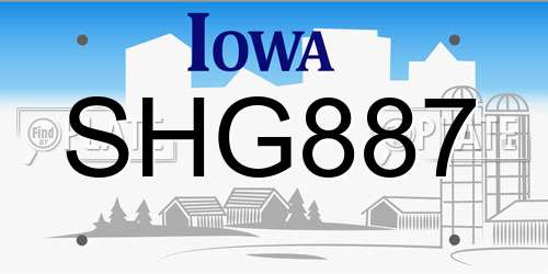 SHG887 Iowa License Plate
