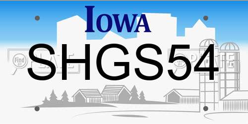 SHGS54 Iowa License Plate