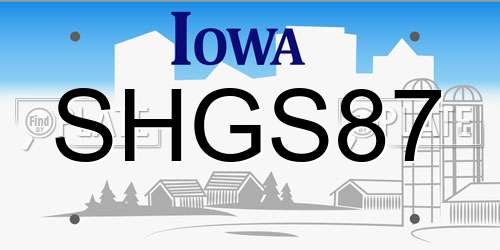 SHGS87 Iowa License Plate