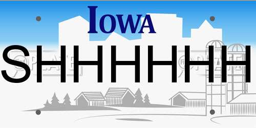 SHHHHHH Iowa License Plate