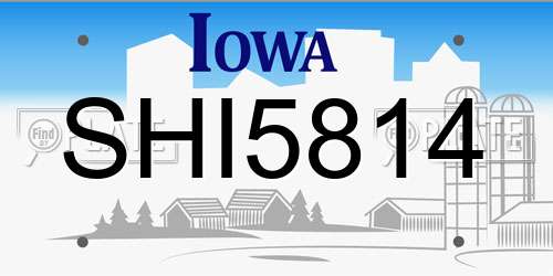SHI5814 Iowa License Plate
