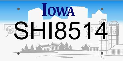 SHI8514 Iowa License Plate