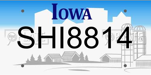 SHI8814 Iowa License Plate