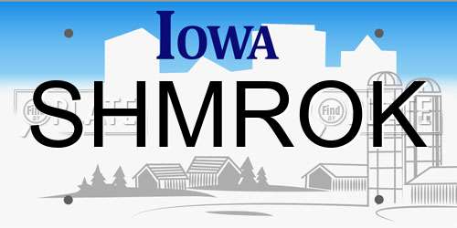 SHMROK Iowa License Plate