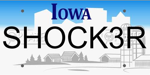 SHOCK3R Iowa License Plate