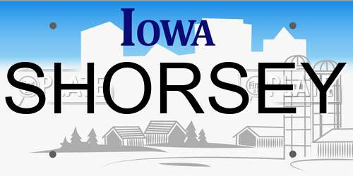 SHORSEY Iowa License Plate