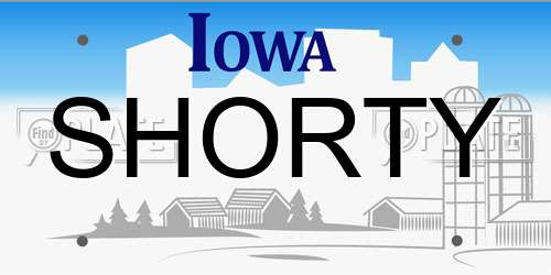 SHORTY Iowa License Plate