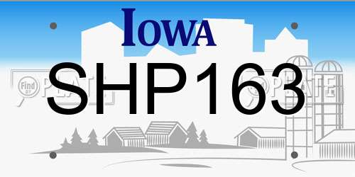 SHP163 Iowa License Plate