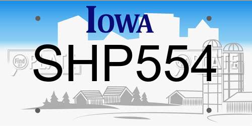 SHP554 Iowa License Plate
