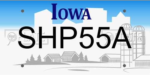 SHP55A Iowa License Plate