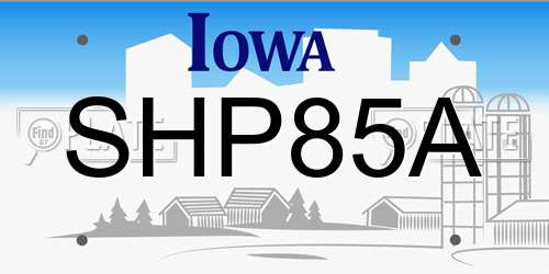 SHP85A Iowa License Plate