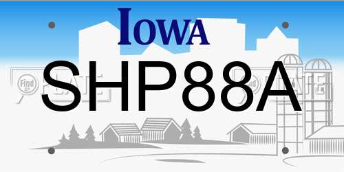 SHP88A Iowa License Plate