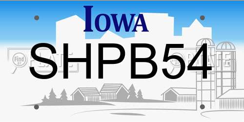 SHPB54 Iowa License Plate