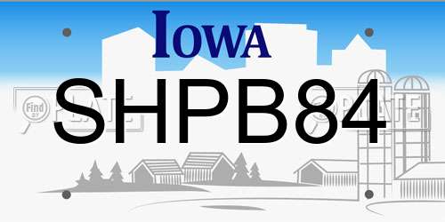 SHPB84 Iowa License Plate