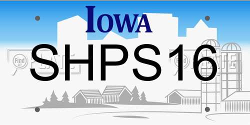 SHPS16 Iowa License Plate
