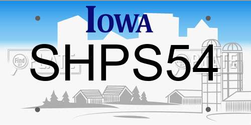 SHPS54 Iowa License Plate
