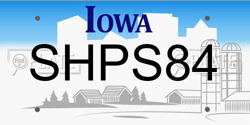 SHPS84 Iowa License Plate