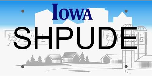 SHPUDE Iowa License Plate