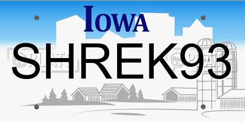 SHREK93 Iowa License Plate