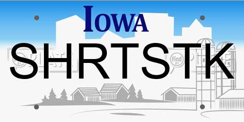SHRTSTK Iowa License Plate
