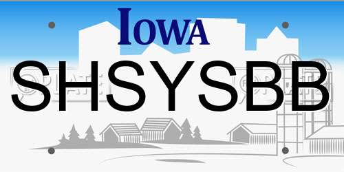 SHSYSBB Iowa License Plate