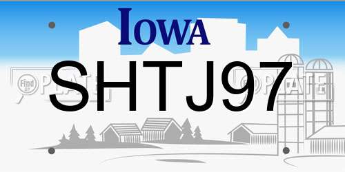 SHTJ97 Iowa License Plate