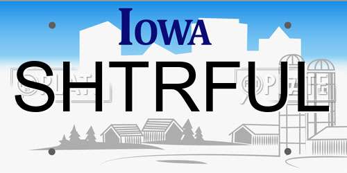 SHTRFUL Iowa License Plate