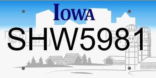 SHW5981 Iowa License Plate