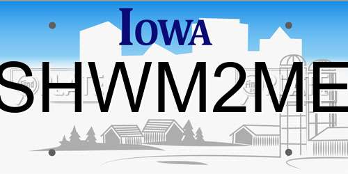 SHWM2ME Iowa License Plate