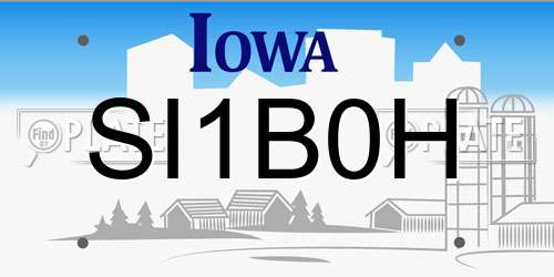 SI1B0H Iowa License Plate